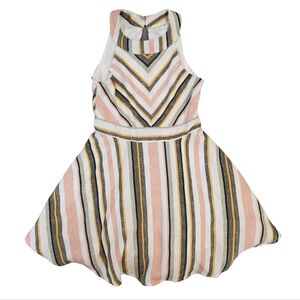 Knit Works Party Dress Girls 6X Multicolor Stripe Halter Neck Sleeveless Dress